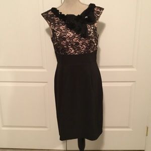 Fancy black dress with pale pink satin